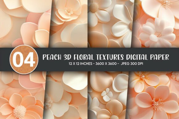 Download Peach 3D Floral Textures Digital Paper - Floral textures Collection