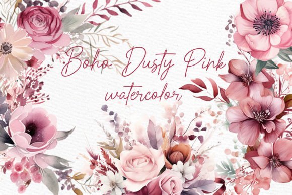 Download Dusty Pink Flowers Clipart Watercolor - Dusty pink Collection