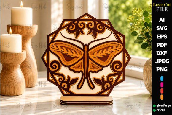 Download 3D Lunar Moth Layered Laser Cut - Moth Collection