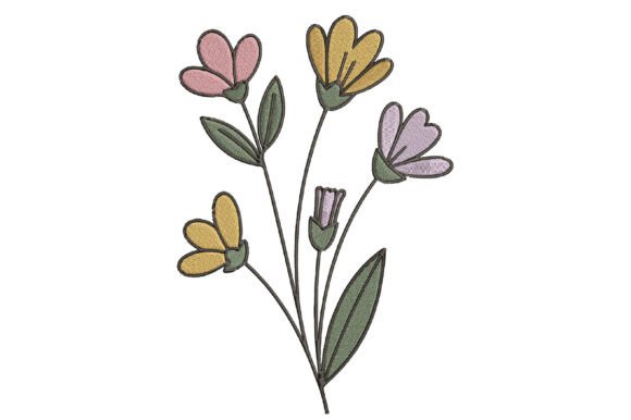 Download Minimalist Wildflower Embroidery Design - Design Collection