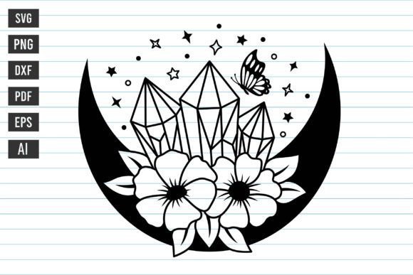 Download Magic Crystal Svg Moon Floral Crystals - Crystals Collection