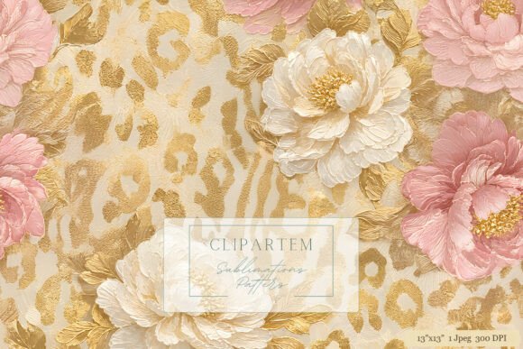 Download Pink Gold Leopard Floral Pattern Design - Design Collection