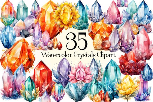 Download Watercolor Crystals Clipart,Gems,Jewels - Crystals Collection