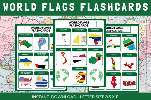 Download Flags of the World Geography Flashcards - Card Collection
