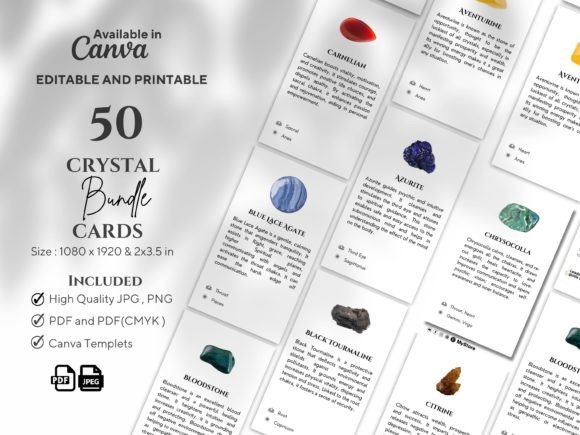 Download 50 Crystal Meaning Cards - Card Collection