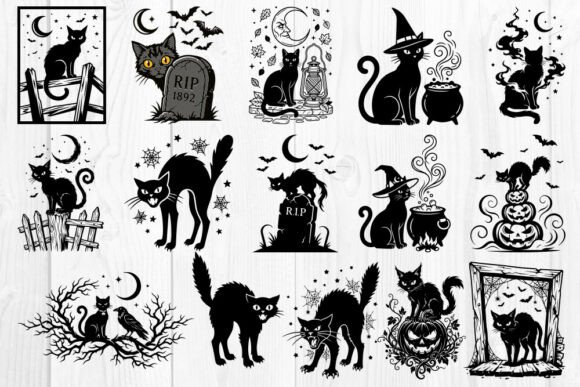 Download Scary Halloween Cat SVG Designs Bundle - Design Collection