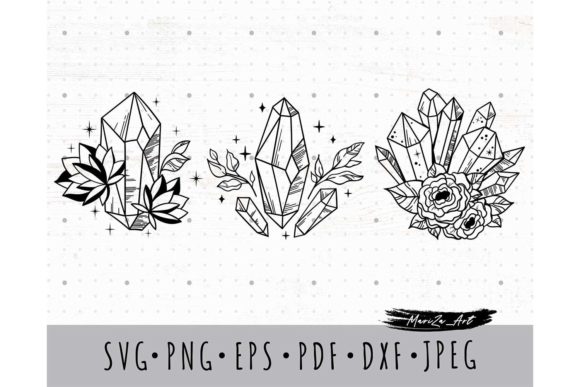 Download Witchy Celestial Floral Crystals SVG PNG - Crystals Collection