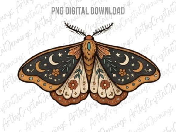 Download Mystic Boho Celestial Moth PNG - Moth Collection